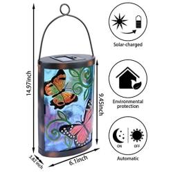 Hanging Solar Lantern Outdoor Decorative Waterproof LED Solar Butterfly Lights Tabletop Lamp for Outdoor Patio Garden