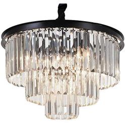 MEEROSEE Crystal Chandeliers Modern Chandelier Island Lighting 8 Lights Raindrop Pendant Ceiling Light Fixture 3-Tier for Dining Room Living Room Kitchen Bedroom D19.7'' Clear Crystal