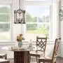 KSANA Farmhouse Chandelier, 5-Light Wood Drum Lantern Pendant Chandeliers for Dining Room, Bedroom, Kitchen Island, Foyer and Living Room