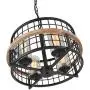 Giluta Rustic Round Chandelier Island Pendant Lighting Fixture with 4 Glass Shades, Industrial Drum Chandelier for Dinning Room Living Room Doorway Farmhouse Foyer Bar, Black (C0050)
