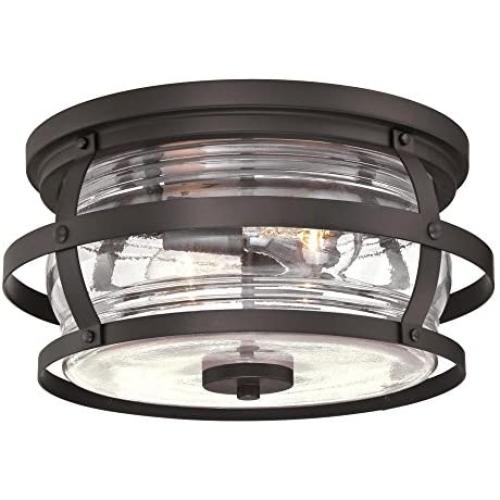 Westinghouse Lighting 6359500 Weatherby Two-Light Flush-Mount, Weathered Bronze Finish with Clear Glass Outdoor Ceiling Fixture