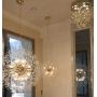 Firework Light Crystal Chandeliers Bubble Lights Sputnik Light Hanging Christmas Lights for Bedroom Dining Room Lighting fixtures 8-Lights in Gold