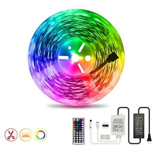 55ft/16M LED Strip Light RGB SyNong Soft Rope Lights 5050 SMD 480 LEDs Non Waterproof 16 Meters Tape Light with 44 Keys IR Remote Control and 24V Power Adapter for Room Kitchen Party Deco