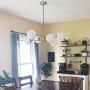 6 Lights Glass Chandelier, Satin Brass Pendant Lighting, Branch Molecule Magic Bean Ceiling Lamp for Living Dining Room, Restaurant, Bedroom