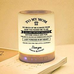 Personalized Night Light for Mom, Engraved Touch Table Lamp for Bedrooms Living Room with Bluetooth Speaker，Changing RGB Outdoor Table Lamp，Perfect Birthday Mothers Day Christmas Gifts for Mom