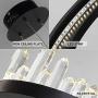 TFCFL Modern LED Crystal Chandelier, 1-Ring Contemporary Pendant Light Warm White Light Adjustable Chain Ceiling Hanging Lights Fixtures for Bedroom Dining Room Living Room (Black)