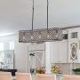 Maxax Rectangular Crystal Chandeliers Island Dining Room 5 Lights Ceiling Light Fixtures Hanging Chandelier Pendant Light for Living Room, Kitchen Island, Antique Black Finish