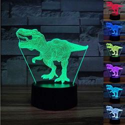 Cherish tea Dinosaur Night Light T-Rex 3D Illusion 7 Colors Changing Lamp with Smart Touch & USB Cable for Home Decorations Lights Kids Boys Dino Gifts Toys Age 1 2 3 4 5 6 7 8 Year Old (Black Base)