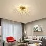 Garwarm Firework Chandeliers, 6-Lights Sputnik Ceiling Lamp Modern Semi Flush Mount Crystal Ceiling Lighting 24 Inch LED Ceiling Light Fixtures for Living Room Dining Room Gold, 4000K