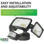 Sunco Lighting 2 Pack 38W LED Flood Light, 5000K Daylight, 3600 LM, 3 Head Black Outdoor Security Light Fixture, IP65 Waterproof, Dusk-to-Dawn Photocell + PIR Motion Activated Sensor - ETL