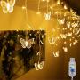Decorman Curtain Lights 48 LED USB Powered 8 Modes Waterproof Window Curtain String Lights with 10 Butterflies Twinkle Lights for Christmas Holiday Party Room Decoration (Warm White)