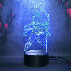 Dragon Ball Z Super Saiyan God Goku Vegeta 7 Color LED Lamp Remote Control Table Desk lamp for Kid Night Light Gift for teens Japan Figure Action Toy Home Decorative USB Charge Battery Powered