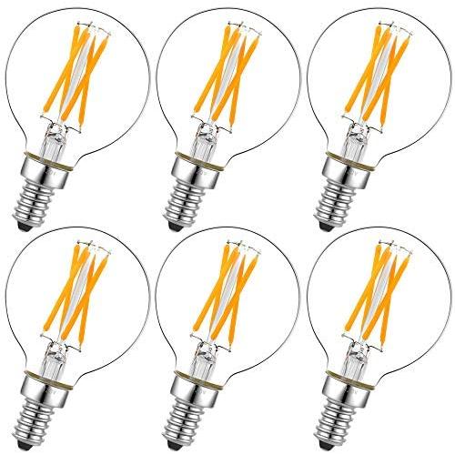 Dimmable g16.5 led Bulb e12 g16 1/2 led Candelabra Bulb 40w led Edison Bulb 2700K 400lm ac120v 4w g50 led Globe Bulb for Chandelier,Vanity and Ceiling Fan Light Bulbs 6Pack