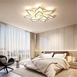 JIAODIE LED Dimmable Ceiling Light Modern Flower Shape Ceiling Lamp Fixture Living Room Bedroom Childrens Room Flush Hanging Lamp Metal Acrylic Petal Ceiling Chandelier Lighting,10 Heads/ ø33.5″/88w