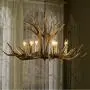 EFFORTINC Antlers Vintage Style Resin 6 Light Chandeliers, American Rural Countryside Antler Chandeliers,Living Room,Bar,Cafe, Dining Room Deer Horn Chandeliers