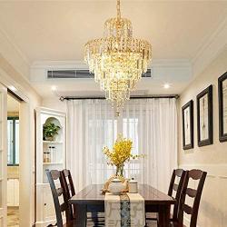 Gdrasuya10 Modern Ceiling Light K9 Crystal Chandelier, Modern Chandelier Crystal Fixture Pendant Ceiling Lamp Modern Chandelier Lighting for Living Room, Dining Room and Hallway etc, Gold