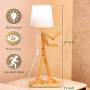 25inch LED Wooden Table Lamp for Living Room Bedroom and Study Desk, Humor Changeable Shape Desk Lamp,Beside Table Lamp with DIY Lampshade and White Light