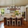 Wellmet Farmhouse Chandeliers for Dining Room, 5-Lights Kitchen Island Lighting, Rustic Wood Chandeliers with Seeded Glass Shades, 43'' Linear Hanging Pendant Light Fixture