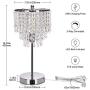 Touch Control Crystal Table Lamp with Dual USB Charging Ports, 3-Way Dimmable Bedside Touch Lamp Decorative Nightstand Lamp with Elegant Lamp Shade for Living Room Bedroom, B11 6W LED Bulb Included
