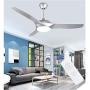 Depuley 52-Inch Flush Mount Ceiling Fan Light with Remote Control, Low Profile 3 Reversible Blades Fan Light Fixture for Living Room/Dining Room/Bedroom, 3000K-6000K Changeable, Nickel