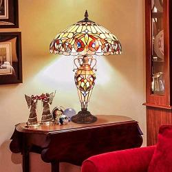 Capulina Tiffany Table Lights, 2-Light Tiffany Style Table Lamp, 16.1 inch Wide Victorian Style Stained Glass Table Lamp, Tiffany Style Desk Lamp, Tiffany Glass Lamp, Tiffany Lamp