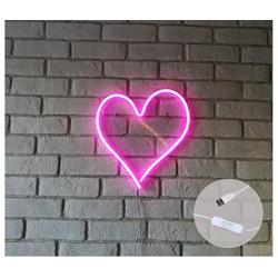 Britrio LED Neon Light Sign, 13.4”x12.6” Heart Shape Neon Sign Wall Hanging Sign Wall Art for Bar Kid’s Bedroom Living Room Party,Home Decor Neon Night Light USB Powered with ON/OFF Switch(Pink Heart)