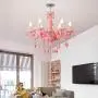 Crystal Chandelier Macaron Pendant Light Creative Ceiling-Lamp Bedroom Candle Chandeliers Pink 5 Lights