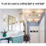 Gold Vanity Lights, UL Listed 2-Light Bathroom Light Fixtures Over Mirror Brass Sconce Modern Semi Flush Mount Ceiling Light Fixture for Toilet Bedroom Living Dining Room Restaurant Hallway Entryway
