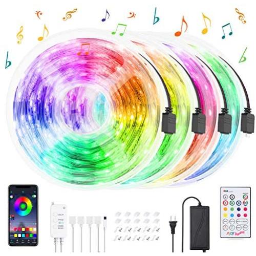 65.6FT/20M LED Lights for Bedroom, 5050 RGB LED Strip Lights with Bluetooth Controller, Sync to Music LED Light Color Changing LED Strip Lights, 23 Keys Remote LED Lights for Bedroom Home Party