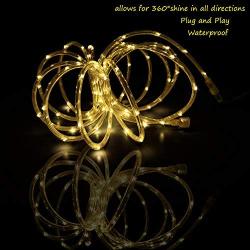 Rope Lights Outdoor, 16ft Amber LED Mini Light Strip Lights, Connectable and Waterproof 12v, Flexible with with Plug for Tube Light, for Home Garden Camping Party Pario Indoors Use