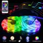 Bluetooth Music LED Lights Strip, 32.8ft LED Strip Lights for Bedroom, Smart-Phone Outdoor LED Lights Waterproof SMD5050 300LEDs Strip Lights with 12V Power Supply for Decor Holiday，Party and Room