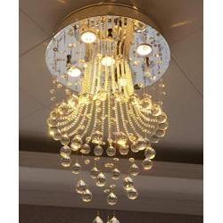 NOXARTE Modern Crystal Chandelier LED Ceiling Light K9 Crystal Raindrop Chandelier Round Flush Mount Pendant Lamp Lighting Fixture for Living Dining Room Bedroom D15.7'' x H23.6''