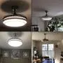 42'' Modern Retractable Ceiling Fan with Dimmable LED Light and Remote Control for Living Room Bedroom Restaurant, Silver Brushed Nickel