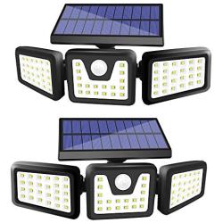 Solar Lights Outdoor, ZHUPIG 3 Adjustable Heads Solar Powered Outdoor Lights, 800LM 6000K Solar Motion Sensor Light Outdoor, IP65 Waterproof, Wide Angle Illumination for Garage, Garden and Pathway