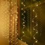 300LED Copper Wire Curtain Lights with Remote, 8 Modes DIY Pattern Flexible String Lights, Window and Wall Decorations for Garden, Room, Party (Warm White)