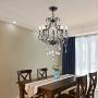 Modern Crystal Chandeliers with 5 Lights Pendant Light with Crystal Drops,Ceiling Light Fixture for Dining Room, Bedroom, Living Room (Black)