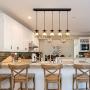 Farmhouse Chandelier 5 Lights Glass Mason Jar Pendant Lighting Dining Room Light Fixture Adjustable Linear Hanging Lamp for Kitchen Island Dining Room Living Room