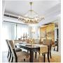 9-Light Living Room Dining Room Bedroom Project Golden Simple Creative Dining Table Glass Bird Chandelier Size: 100 40CM