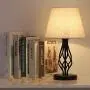 Traditional Table Lamps Set of 2 Classic Design Nightstand Table Lamps Set for Bedroom Living Room Family Bedside Lamp with Creative Hollow Out Pole and Marble Base