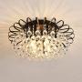 Semi Flush Mount 4-Light Crystal Chandelier，Modern Black Ceiling Lighting Fixture，Farmhouse Lighting for Island Bedroom Kitchen Dining Room Hallway