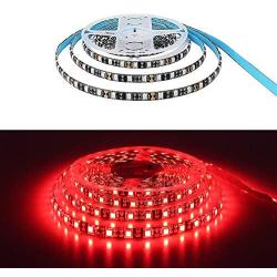 YUNBO LED Strip Light Red 620-625nm, 16.4ft/5m 300 Units Cuttable SMD 5050 Black PCB Board 12V Waterproof Flexible LED Tape Light for Car, Bar, Bedroom, Holiday Decoration Lighting