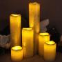 LED Lytes Flameless LED Candles with Timer Slim Set of 6, 2'' Wide and 2''- 9'' Tall, Gold Coated Wax and Flickering Amber Yellow Flame for Home and Wedding Decor