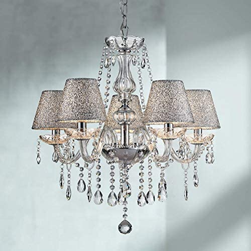 Saint Mossi Chrome K9 Crystal Chandelier Lighting LED Ceiling Light Fixture Pendant Lamp for Dining Room Bathroom Bedroom Livingroom 5 E12 LED Bulbs Required Height 26 x Width 24 Saint Mossi Chrome K9 Crystal Chandelier Lighting LED Ceiling Light Fixture Pendant Lamp for Dining Room Bathroom Bedroom Livingroom 5 E12 LED Bulbs Required Height 26 x Width 24