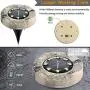 ONG Solar Ground Garden Waterproof Lights, Solar Powered Disk Lights Outdoor Decorative Landscape Lighting for Patio Pathway Yard Deck Walkway Lawn Driveway 8 LED Warm White 8 Packs