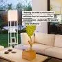 Brightech Maxwell Charger - Shelf Floor Lamp with USB Charging Ports & Electric Outlet - Tall & Narrow Tower Nightstand for Bedroom - Modern, Asian End Table with Light Attached - White