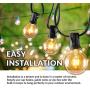 25Ft String Lights, G40 Outdoor Globe String Lights with 27 Clear Globe Edison Bulbs(2 Spare), Edison String Lights for Patio Weddings, Indoor/ Outdoor Commercial Decor, 5 Watt/E12 Base- Black Wire