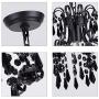 Q&S Mini Crystal Chandelier, Modern Black Small Chandelier, for Hallway, Entryway, Bedroom, Foyer, Bathroom, Kitchen, W11.8'',1 Light E26.