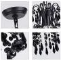 Q&S Mini Crystal Chandelier, Modern Black Small Chandelier, for Hallway, Entryway, Bedroom, Foyer, Bathroom, Kitchen, W11.8'',1 Light E26.