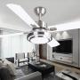 48 Inch Modern Ceiling Fan Stainless Steel 5 Blades Chandelier Remote Control LED Pendant Light for Bedroom Dining Room Indoor Mute Energy Saving Electric Fan 48 Inch Modern Ceiling Fan Stainless Steel 5 Blades Chandelier Remote Control LED Pendant Light for Bedroom Dining Room Indoor Mute Energy Saving Electric Fan