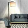 Floor Lamp for Living Room, LED Standing Lamp with 2 Hanging Lamp Shades(Beige & Gray), Tall Pole Classic Industrial Floor Lamp with 9W 3000K LED Bulb for Bedroom Study Office - Black